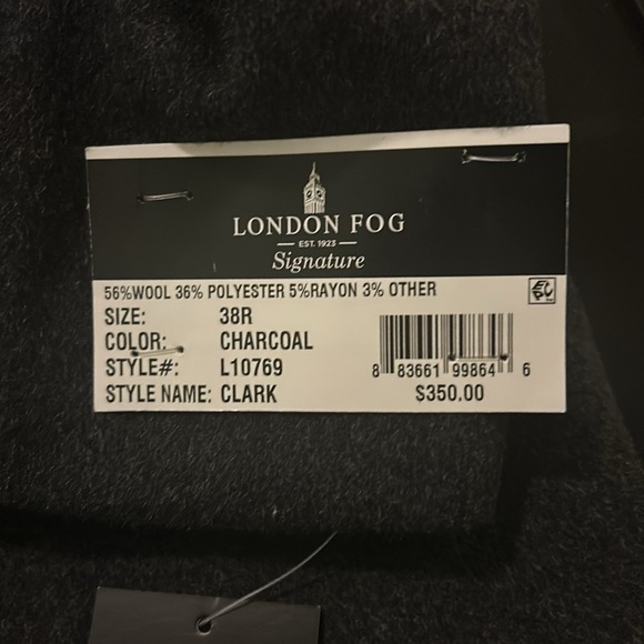 Brand New London Fog coat. Rare items. Signature Charcoal 38R - Picture 2 of 5